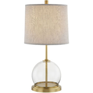 Coast Portable 22.5 inch 100.00 watt Vintage Brass Table Lamp Portable Light in Natural Linen